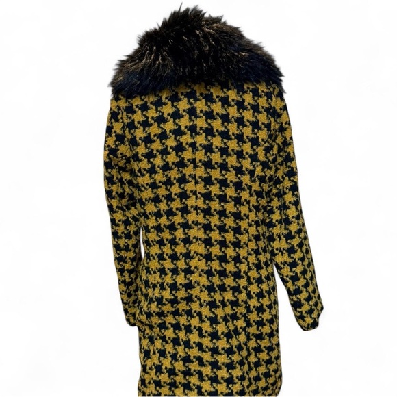 Pea Coat Fur And Houndstooth. Sz 10 P-P 20” Length 34” - Picture 3 of 5